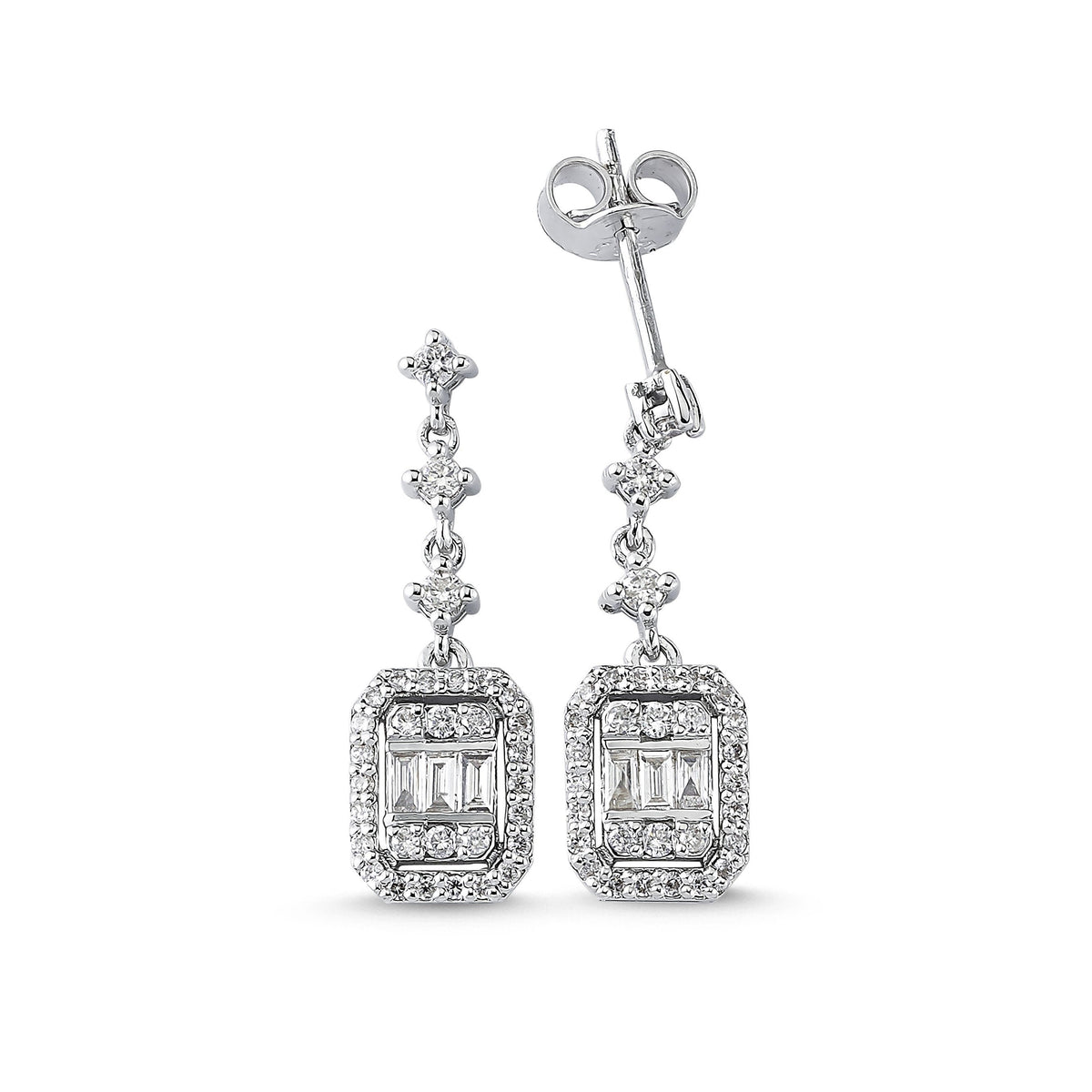 0.52 Carat Diamond Baguette Earrings 